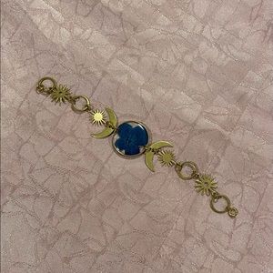 Real flower pressed boho moon celestial bracelet